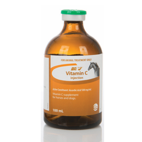 VITAMIN C INJECTION for camels and horses, 100mL bottle, promotes strong bones and boosts immune system. Ideal supplement for animal recovery.
