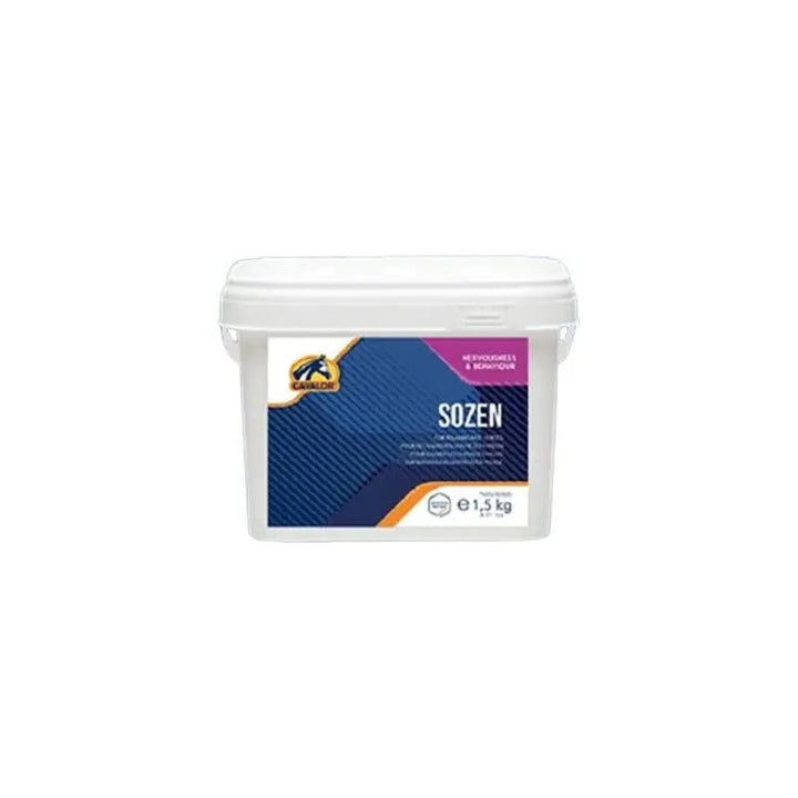 Cavalor SoZen 1.5kg calming supplement for horses, supports relaxation and behavior management in anxious or high-energy equines.