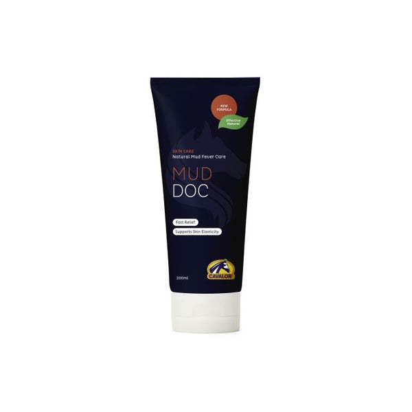 Mud Doc - Mud Fever Balm for Horses in a 200ml tube, designed for fast relief and healing of horse skin issues. Features natural ingredients and essential oils.