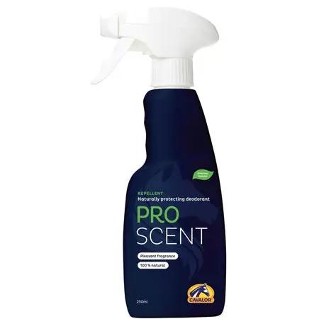 Proscent Natural Horse Coat Odor Neutralizer spray bottle with lemon eucalyptus, tea tree, and lavender oils for fresh shine and sweat odor control.