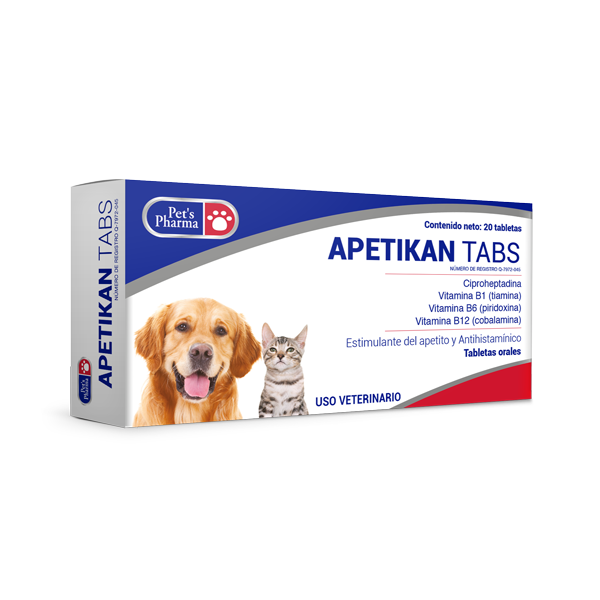 Apetikan Tabs - Appetite Stimulant for Pets, 20 oral tablets for dogs and cats. Supports digestion, energy, and recovery in pets.