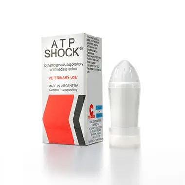 ATP SHOCK equine energy supplement suppository for camels, designed to boost performance and reduce fatigue with ATP, UTP, and glutathione.