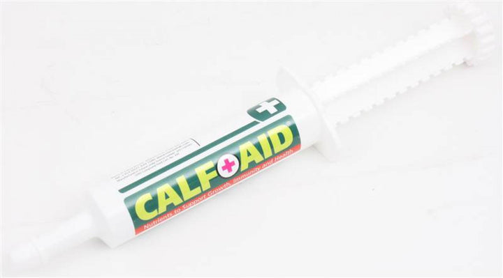Single syringe of CALF AID micronutrient paste for calves, designed to boost immunity and promote healthy growth from birth.