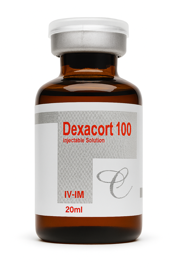 DEXACORT injectable supplement for camels and horses, 20ml vial for muscle pain relief and fatigue treatment. Ideal for hajn and horse care.