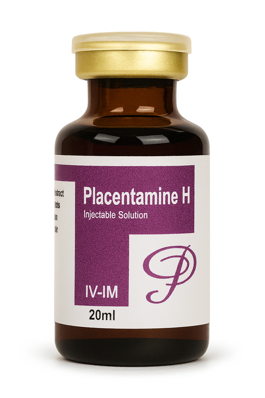 PLACENTAMINE | بلازنتمين injectable supplement for camels and horses, 20ml vial for muscle fatigue and pain relief in livestock and racing animals.