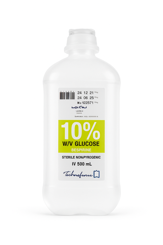 GLUCOSE 10% 500ML | A quick source of energy for animals in a sterile IV solution. Ideal for treating fatigue and liver disorders in pets and livestock.