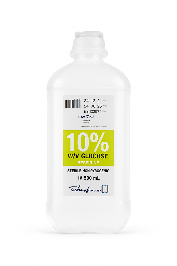GLUCOSE 10% 500ML | A quick source of energy for animals in a sterile IV solution. Ideal for treating fatigue and liver disorders in pets and livestock.
