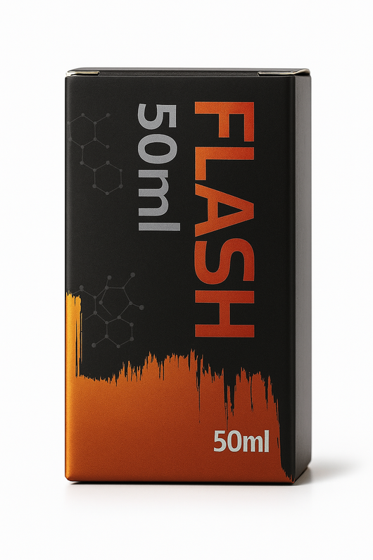 Flash 50ml NPN - Injectable Horses Camels supplement in black and orange retail packaging. Designed for muscle support and energy enhancement.