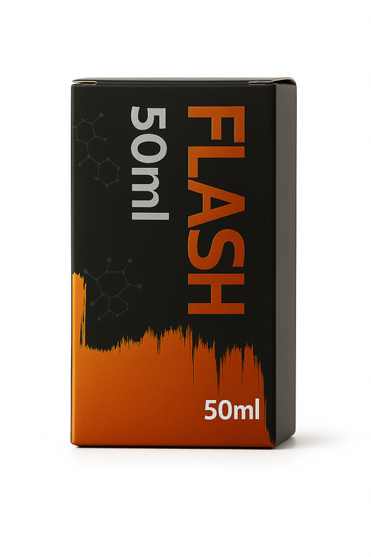 Flash 50ml NPN - Injectable Horses Camels energy booster in sleek black and orange box. Ideal for endurance and recovery in equine and camel care.