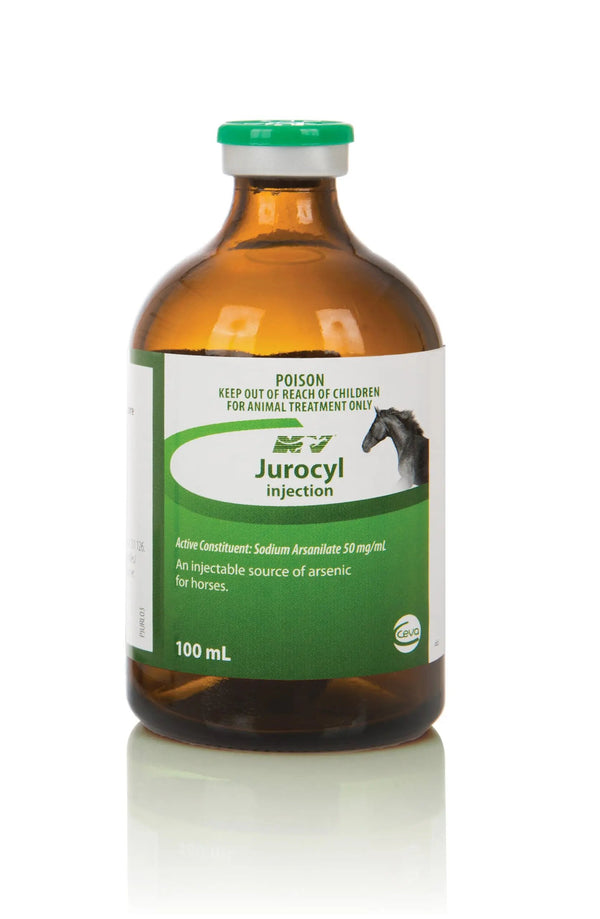 JUROCYL INJECTION/Nature's Boost for Horse Health 100mL bottle, a natural low-toxicity stimulant supplement for horses' liver and skin support.
