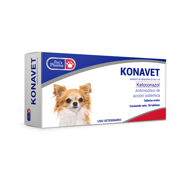 Konavet - Broad-Spectrum Antifungal oral tablets for pets, featuring ketoconazole for treating fungal infections in dogs and cats. 30-tablet pack.