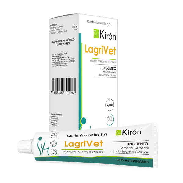 Lagrivet - Ocular Lubricant for Pets by Kirón, veterinary-use eye ointment with mineral oil for treating pet eye dryness and irritation.