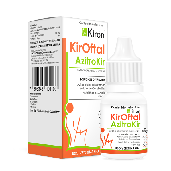 Kiroftal Azitrokir - Bacterial Eye Infections Treatment for pets, 5ml ophthalmic solution for dogs and cats. Vet-recommended for conjunctivitis relief.