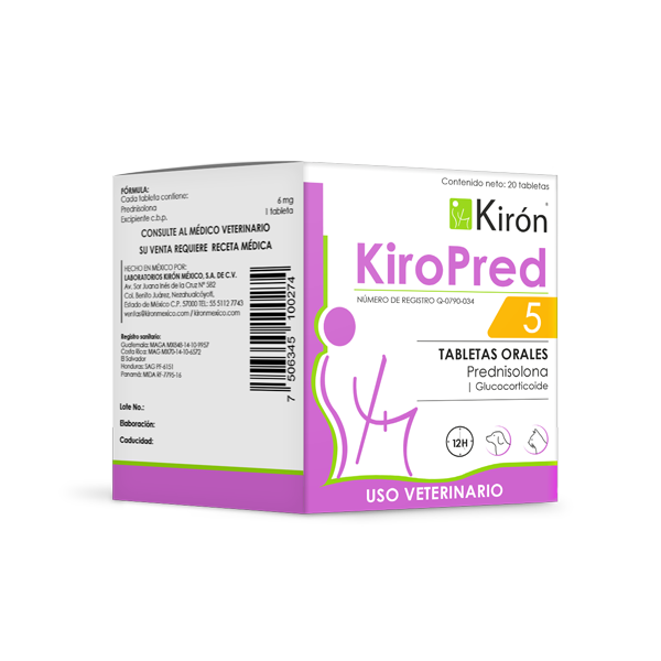 Kiropred 5 - Prednisolone for Dogs and Cats oral tablets by Kirón for anti-inflammatory relief in pets. Vet-recommended corticosteroid supplement.
