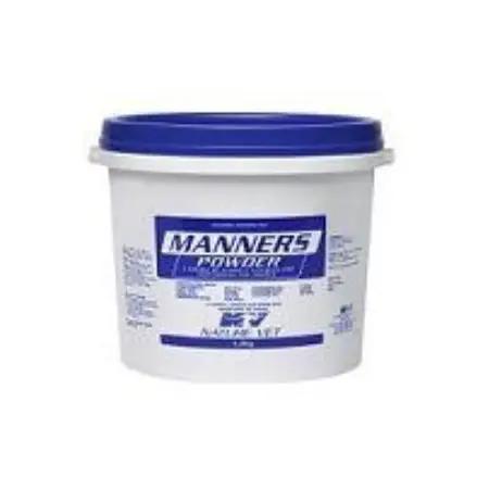 MANNERS POWDER supplement tub for horses and camels, promoting confidence and calm with a unique nutrient blend. Ideal for daily animal care.