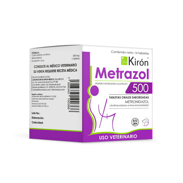 Metrazol Tablets 500 - Antiprotozoal for Dogs, 14 flavored tablets for treating giardiasis and diarrhea. Supports gut and oral health in pets.