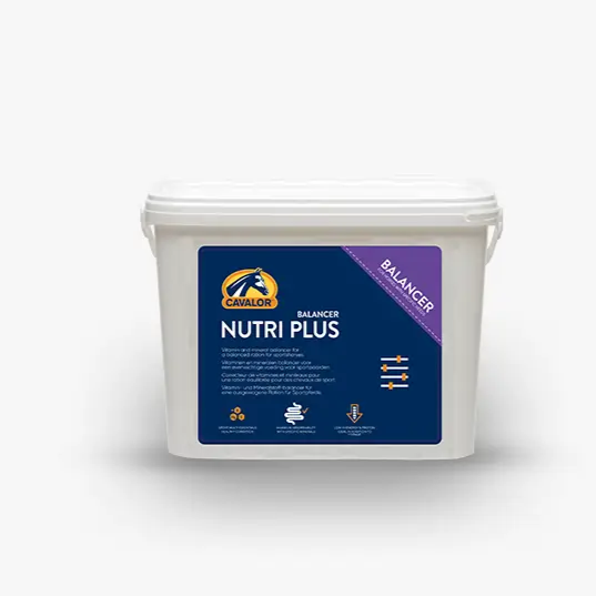 Cavalor NUTRI PLUS complete nutritional supplement for sporting horses, rich in essential vitamins and minerals for energy, muscle, and recovery.