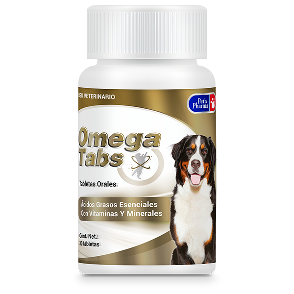 Omega Tabs omega supplement for dogs by Pets Pharma with essential fatty acids, vitamins, and minerals for healthy skin and coat.