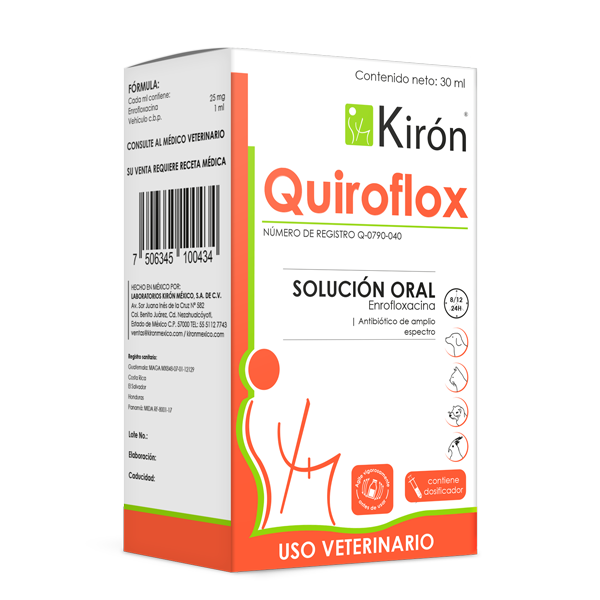 Quiroflox Oral Solution - Enrofloxacin for Pets, 30ml veterinary antibiotic for treating bacterial infections in dogs and cats.