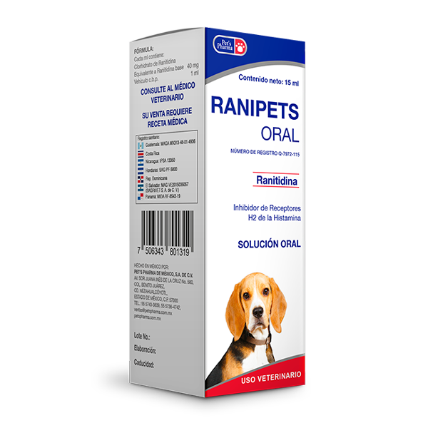 Ranipets Oral for Animal Acid Control with Ranitidine, 15ml pet supplement for dogs. Supports digestion, reflux relief, and ulcer protection.