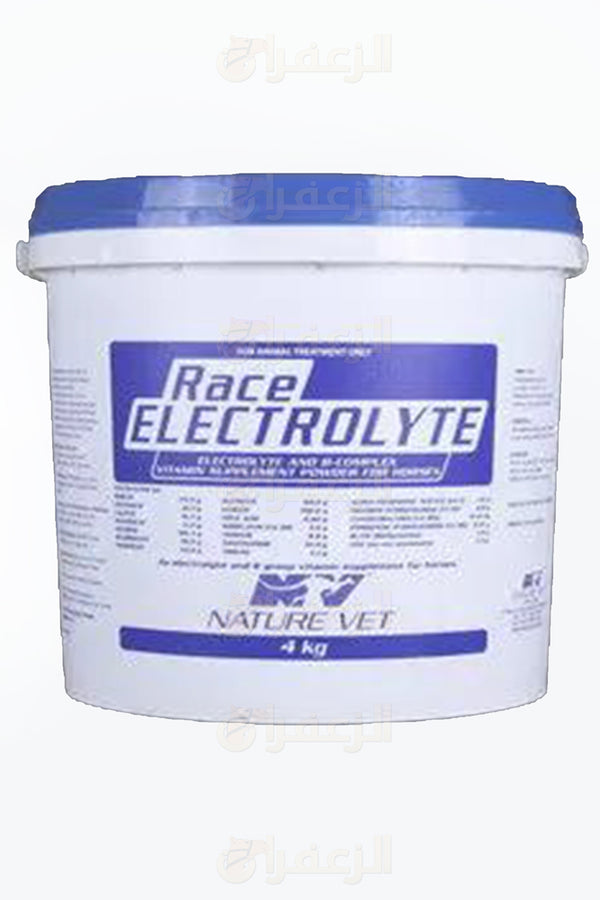 Race Electrolyte Powder 4kg supplement for camels and horses by Nature Vet, supports optimal hydration and recovery after intense exercise.