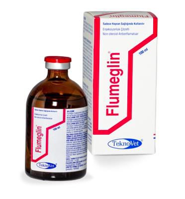 FLUMEGLIN veterinary syringe for animals, 100 ml anti-inflammatory injection with flunixin meglumine for camels and horses, by TeknoVet.