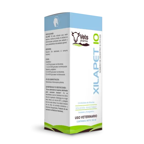 Xilapet 10 horse sedative injectable by Vets Pharma for safe tranquilization and muscle relaxation. Ideal pet supplement for veterinary use.