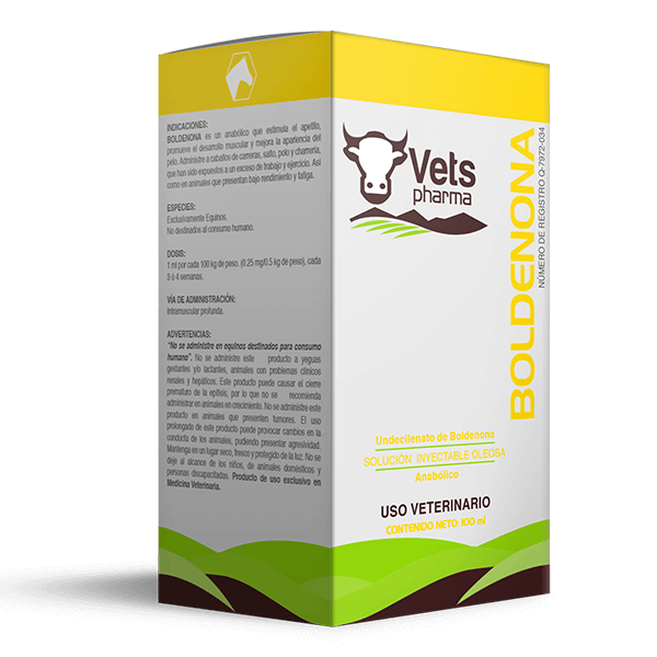 Vets Pharma Boldenone veterinary use box, designed to boost horse performance with muscle support and fatigue reduction for high-demand activities.