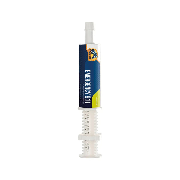 Cavalor Emergency 911 syringe for horses, fast-acting digestive relief supplement in Animals & Pet Supplies for gut health support.