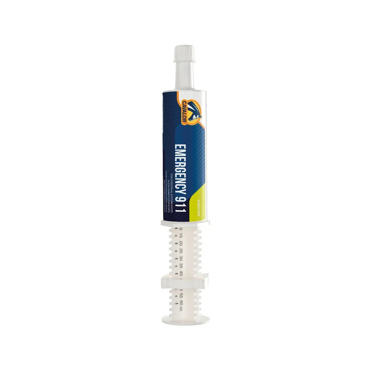 Cavalor Emergency 911 syringe for horses, fast-acting digestive relief supplement in Animals & Pet Supplies for gut health support.