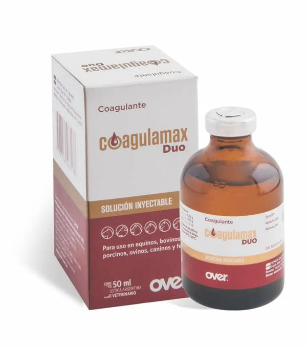 COAGULMAX DUO hemostatic solution in 50ml injectable bottle with packaging, designed for fast bleeding control in camels and other livestock.