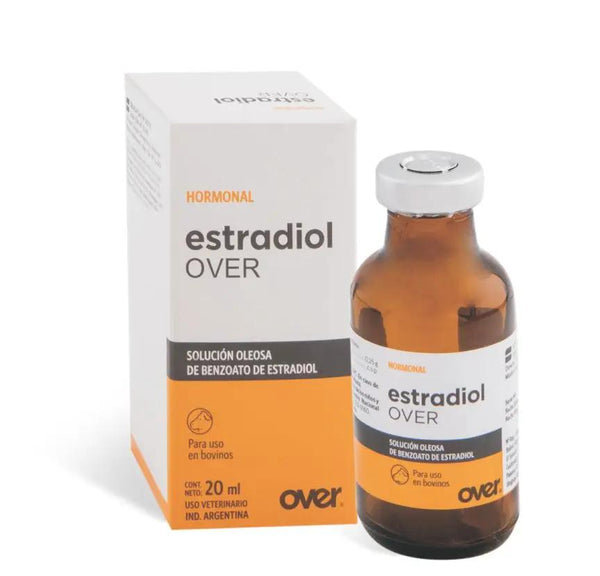 ESTRADIOL - Estradiol Benzoate Injection Cattle 20ml vial with packaging for reproductive health in bovines. Veterinary hormone supplement for fertility.