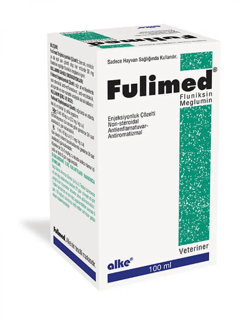 Fulimed Injectable Solution – Pain Relief for Animals, 100ml veterinary box labeled for nonsteroidal anti-inflammatory use in dogs, horses, and cattle.