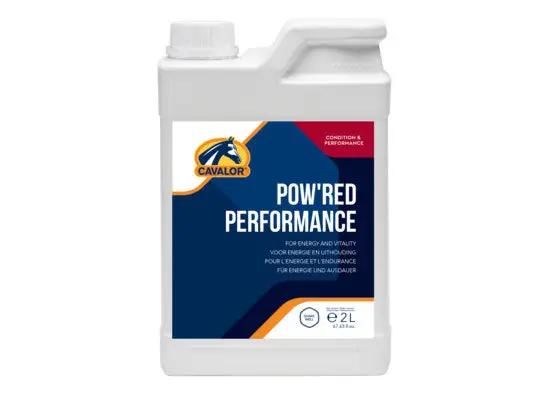 POW'RED PERFORMANCE supplement for horses in a 2L container, enhances red blood cell production for vitality and stamina. Ideal for energy, muscle, and recovery.