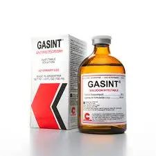 GASINT - Equine Anti-Gas Solution in 100 ml injectable bottle with box, ideal for fast-acting relief of camel and horse gastrointestinal issues.