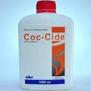 Coc-Cide 2.5% anti-coccidial pet supplement with Toltrazuril in 1000ml bottle, designed for effective Eimeria control in birds and poultry.