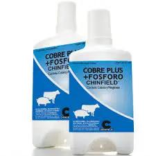 COBRE PLUS + FOSFORO - Fertility Support for Cattle supplement bottles for livestock health. Enhances reproduction and corrects mineral deficiencies.