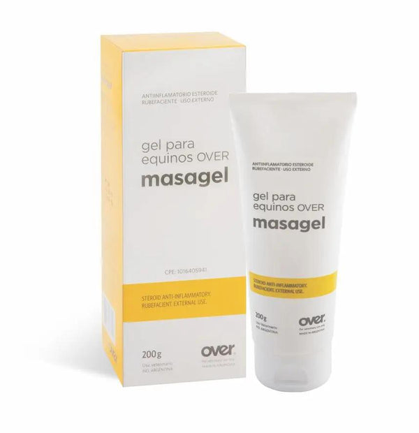 MASAGEL equine anti-inflammatory gel 200g tube with box, designed for pain relief, improved mobility, and muscle inflammation in camels and horses.