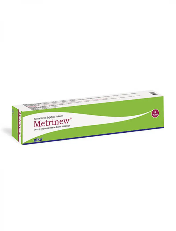 Metrinew - Cephaprin Intrauterine Suspension for Cattle in a green and white box, used to treat endometritis and improve fertility in cows.