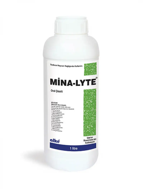 Minalyte 1 litre oral electrolyte supplement for animals, supports hydration and recovery in cattle, horses, and camels.