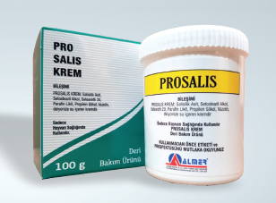 PROSALIS prescription topical cream for animals, 100g container and box, used to treat dry, rough skin in cattle, horses, goats, and pets.