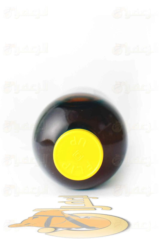 Top view of GLUCOSAMINE RWR FOR HORSES 100ml bottle with yellow cap, designed for veterinary injection use in horses and camels.